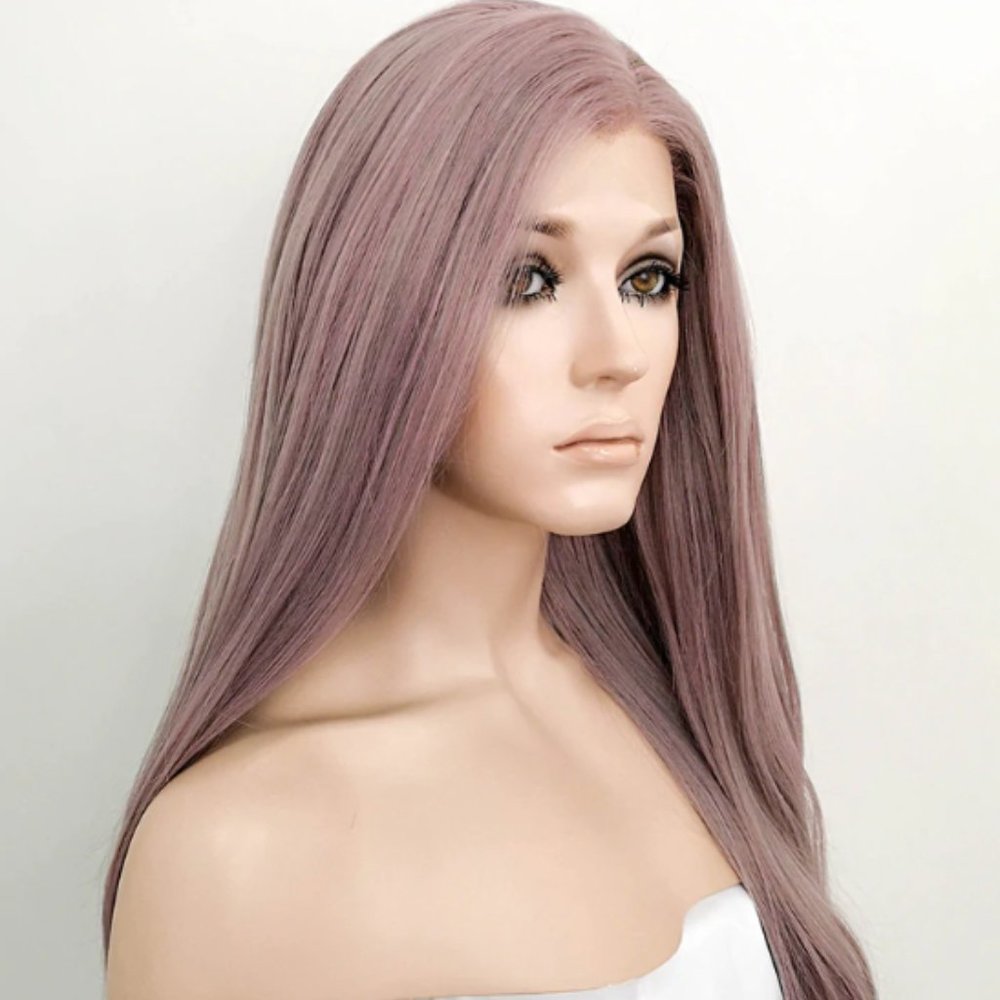 Ash Purple Straight Lace Front Synthetic Wig
